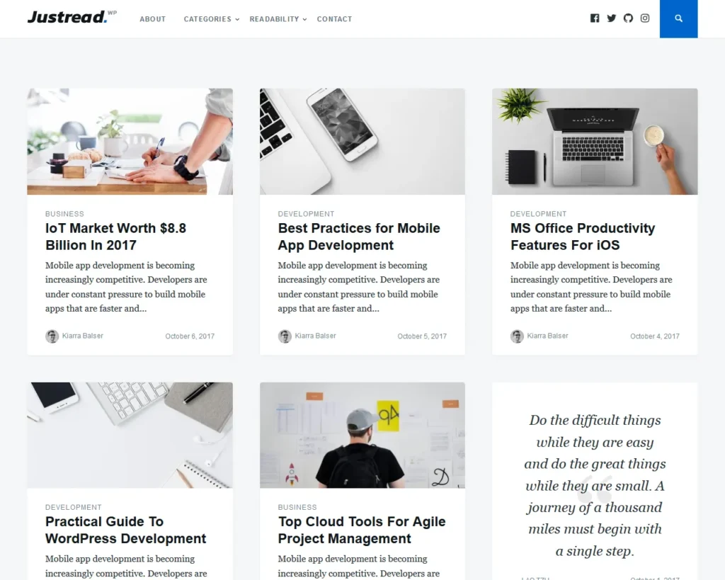 justread blog wordpress template